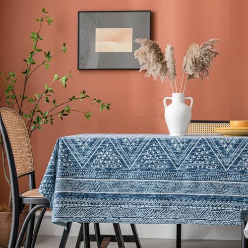 Rechteckige,Waschbare Tischdecke,Wiederverwendbarer Tischschutz,Knitterfreie Tischdecke Aus Baumwolle Und Leinen,Küchentischdekoration, Geeignet For Esszimmer(Blue,39.4x55.1in) von XUZAOJUN