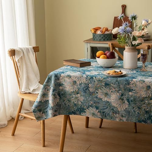 Rechteckige Dekorative Tischdecke Aus Polyester, Tischschutz, Waschbar, Wiederverwendbar, Knitterfreier Dekostoff For Party, Restaurant, Couchtisch, Picknick(Blue,55.1x78.7in) von XUZAOJUN