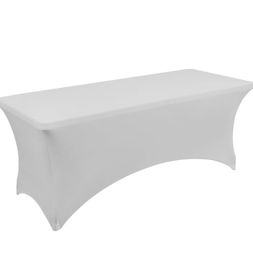 Rechteckige Schwarz-weiße Stretch-Polyester-Tischdecke (für Standard-Klapptische) Schutzhülle, Waschbar, For Hochzeiten, Messen,Verkaufsstände(Gray,4ft) von XUZAOJUN