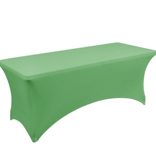 Rechteckige Schwarz-weiße Stretch-Polyester-Tischdecke (für Standard-Klapptische) Schutzhülle, Waschbar, For Hochzeiten, Messen,Verkaufsstände(Green,8ft) von XUZAOJUN
