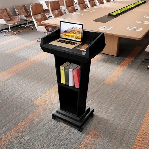 Rednerpultständer Aus Holz Mit Rädern, Bewegliche Rednerpulte Und Podien, Hochwertige Podien For Kirchen, Hochzeiten, Klassenzimmer, Konferenzen(Black,With wheels) von XUZAOJUN