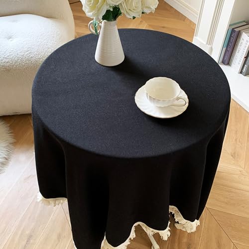 Runder Tisch Rechteckiger Tisch Schwarze Tischdecke,Tischschutzmatte Aus Baumwollleinen,Öl- Und Wasserfest,Wiederverwendbar,Für Couchtisch,Esstisch,Bankett,Garten(35.4x35.4in) von XUZAOJUN