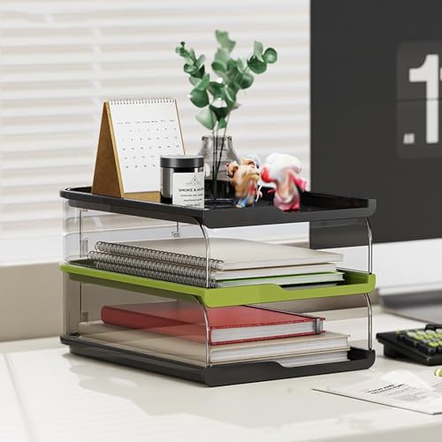 Schreibtisch-Buch-Organizer,Weißes Desktop-Aufbewahrungsregal,Büro-Schreibtisch-Buch- Und Dokumentenaufbewahrungsregal,Desktop-Aufbewahrungsmanager,For Schlafsäle(Green,Three floors) von XUZAOJUN