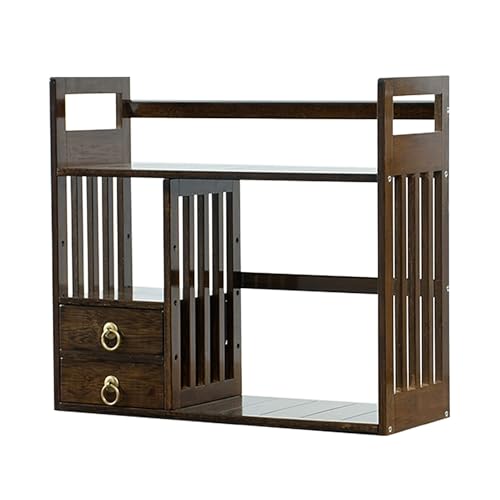 Schreibtisch-Regal-Organizer,Schreibtisch-Organizer For Wohnheime,3-stufiges Büroregal,Schreibtisch-Aufbewahrungsregal Mit Schubladen,Wohnheime Und Wohnungen(Walnut,19.7X17.7IN_DOUBLE) von XUZAOJUN