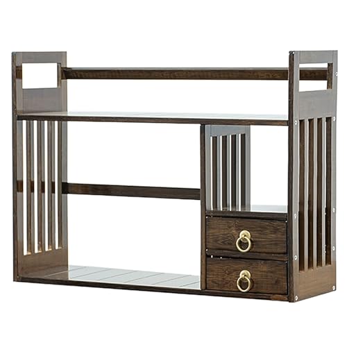Schreibtisch-Regal-Organizer,Schreibtisch-Organizer For Wohnheime,3-stufiges Büroregal,Schreibtisch-Aufbewahrungsregal Mit Schubladen,Wohnheime Und Wohnungen(Walnut,23.6X17.7IN_DOUBLE) von XUZAOJUN