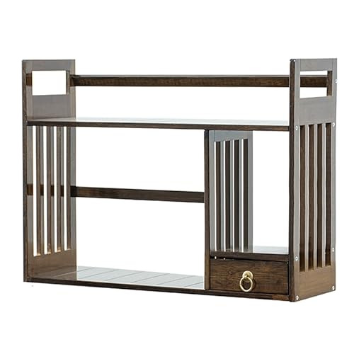 Schreibtisch-Regal-Organizer,Schreibtisch-Organizer For Wohnheime,3-stufiges Büroregal,Schreibtisch-Aufbewahrungsregal Mit Schubladen,Wohnheime Und Wohnungen(Walnut,23.6X17.7IN_SINGLE) von XUZAOJUN