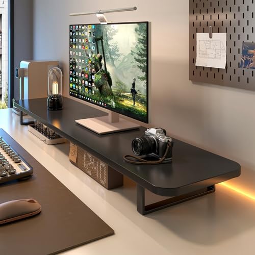 Schreibtischaufbewahrung Fürs Büro, Desktop-Computer-Riser Fürs Spielzimmer, Monitorständer, Laptopständer, Schreibtisch-Aufbewahrungsregal Fürs Büro(Black,39.4x9.4x3.5in) von XUZAOJUN