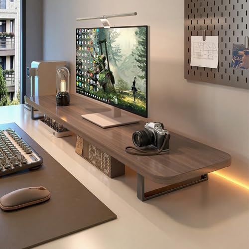Schreibtischaufbewahrung Fürs Büro, Desktop-Computer-Riser Fürs Spielzimmer, Monitorständer, Laptopständer, Schreibtisch-Aufbewahrungsregal Fürs Büro(Walnut colour,31.5x9.4x3.5in) von XUZAOJUN