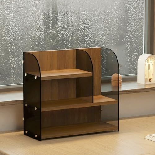 Stauraum Über Dem Schreibtisch,Weiß/schwarzes Schreibtisch-Aufbewahrungsregal,3-stöckiges Büroregal,Komfortables Schreibtischregal For Zu Hause,Geeignete Büros(Tea colour) von XUZAOJUN
