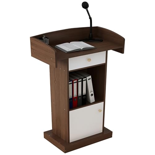 Stehender Rednerpultständer, Konferenz-Debattiertisch, Weißer Arbeitsplatz Mit Lagerregal, Geeignet For Reden, Hochzeiten, Klassenzimmer Und Konferenzen(Oak color) von XUZAOJUN