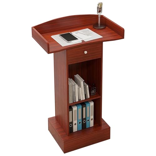 Stehendes Podium Aus Holz, Kanzel Mit Robustem Sockel, Podiumständer Aus Holz For Podiumspräsentationen, Kirchen, Klassenzimmer, Konferenzen, Hochzeitsreden(Red,Without doors) von XUZAOJUN