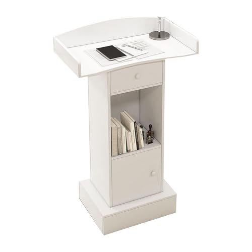 Stehendes Podium Aus Holz, Kanzel Mit Robustem Sockel, Podiumständer Aus Holz For Podiumspräsentationen, Kirchen, Klassenzimmer, Konferenzen, Hochzeitsreden(White,With doors) von XUZAOJUN
