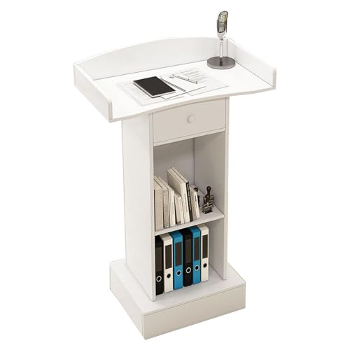 Stehendes Podium Aus Holz, Kanzel Mit Robustem Sockel, Podiumständer Aus Holz For Podiumspräsentationen, Kirchen, Klassenzimmer, Konferenzen, Hochzeitsreden(White,Without doors) von XUZAOJUN