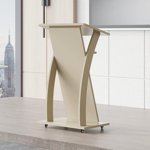Teacher's Rolling Lectern,Lectern Stand With Lockable Wheels,Wooden Church Pulpit With Storage Space,Suitable For Restaurants,Churches,Seminars,Schools(Gray) von XUZAOJUN