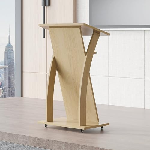 Teacher's Rolling Lectern,Lectern Stand With Lockable Wheels,Wooden Church Pulpit With Storage Space,Suitable For Restaurants,Churches,Seminars,Schools(Original color) von XUZAOJUN