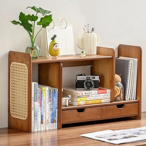 Teleskop-Schreibtisch-Bücherregal Aus Holz,Eck-Schreibtisch-Organizer,Schreibtisch-Aufbewahrungsmanager,2-stöckiges Büroregal,Geeignet For Büros,Schlafsäle,Wohnungen(Wickerwork) von XUZAOJUN