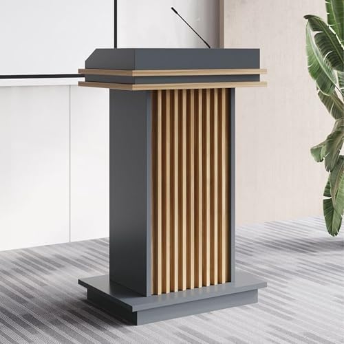 Tragbarer Stehpultständer Mit 4 Feststellrädern,Podium Mit Stauraum,Empfangstresen Aus Holz,Kirche,Klassenzimmer,Büro,Konferenztisch,Ergonomisches Design(Gray A) von XUZAOJUN