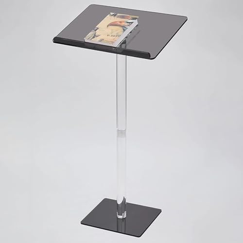 Tragbares Stehpodium Aus Acryl, Kleiner Empfangstresen, Große Breite Und Große Lesefläche, Bodenstehendes Transparentes Podium,Geeignet For Kirche,Büro,Schule(Transparent black) von XUZAOJUN