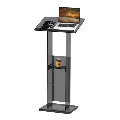Tragbares Stehpult,Schwarzes Acrylpodium Mit Ablagefläche,Mit Leseplattform, Ideal For Klassenzimmer,Hochzeiten,Konferenzen,Konzerte,Professionelle Präsentationen(Black) von XUZAOJUN