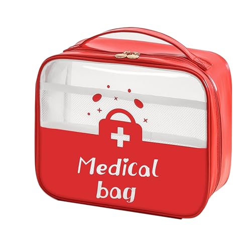 Tragbares Wasserdichtes Erste-Hilfe-Set Aus PU,Transparente Aufbewahrungstasche For Medikamente Mit Großem Fassungsvermögen,Medizinische Tasche For Zu Hause(Red,10.2x4.7x8.3in) von XUZAOJUN