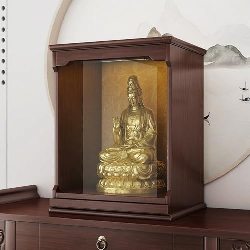 Wandmontierter Buddha-Statuenständer,Guanyin-Schrein Auf Dem Tisch Mit Ausziehbarem Ausziehregal,Bietet Platz For Buddhistische Ritualgegenstände Und Opfergaben(Ebony,M) von XUZAOJUN