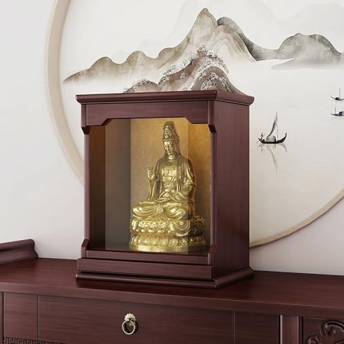 Wandmontierter Buddha-Statuenständer,Guanyin-Schrein Auf Dem Tisch Mit Ausziehbarem Ausziehregal,Bietet Platz For Buddhistische Ritualgegenstände Und Opfergaben(Ebony,S) von XUZAOJUN