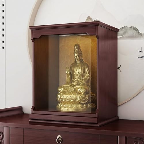 Wandmontierter Buddha-Statuenständer,Guanyin-Schrein Auf Dem Tisch Mit Ausziehbarem Ausziehregal,Bietet Platz For Buddhistische Ritualgegenstände Und Opfergaben(Rosewood,M) von XUZAOJUN