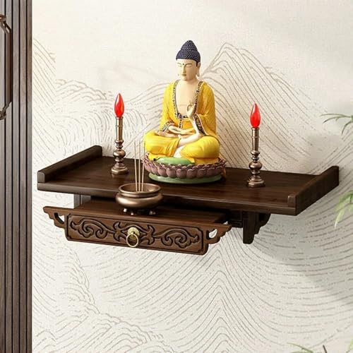 Wandmontierter Buddha-Statuenständer,Guanyin-Schrein Mit Ausziehbarem Teleskopregal,Große Lagerkapazität Buddhistische Ritualgegenstände Und Opfergaben(A,S) von XUZAOJUN