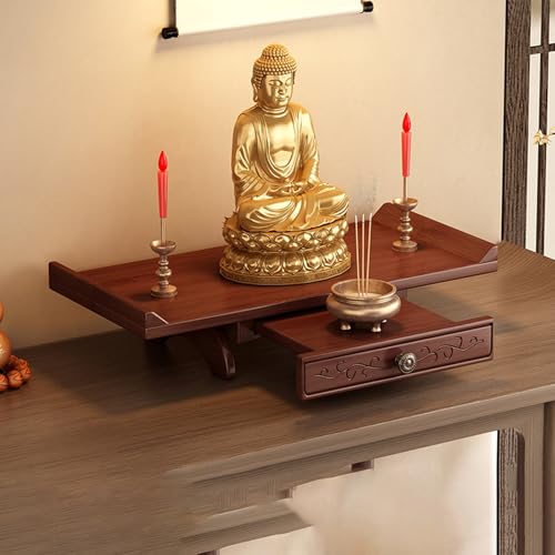 Wandmontierter Buddha-Statuenständer,Guanyin-Schrein Mit Ausziehbarer Teleskopablage,Meditationsaltartisch,Buddha-Statuenschrank,Geeignet Den Heim- Und Bürogebrauch(A,Length: 50cm/19.7in) von XUZAOJUN