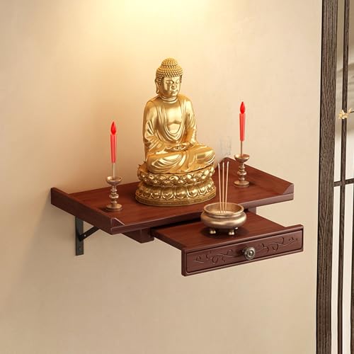 Wandmontierter Buddha-Statuenständer,Guanyin-Schrein Mit Ausziehbarer Teleskopablage,Meditationsaltartisch,Buddha-Statuenschrank,Geeignet Den Heim- Und Bürogebrauch(B,Length: 40cm/15.7in) von XUZAOJUN