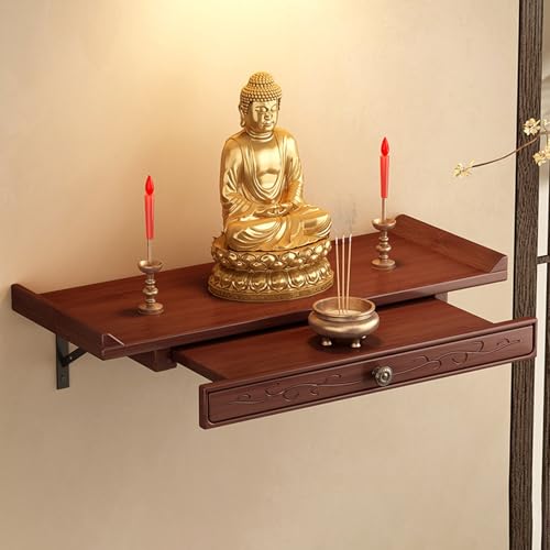 Wandmontierter Buddha-Statuenständer,Guanyin-Schrein Mit Ausziehbarer Teleskopablage,Meditationsaltartisch,Buddha-Statuenschrank,Geeignet Den Heim- Und Bürogebrauch(B,Length: 60cm/23.6in) von XUZAOJUN