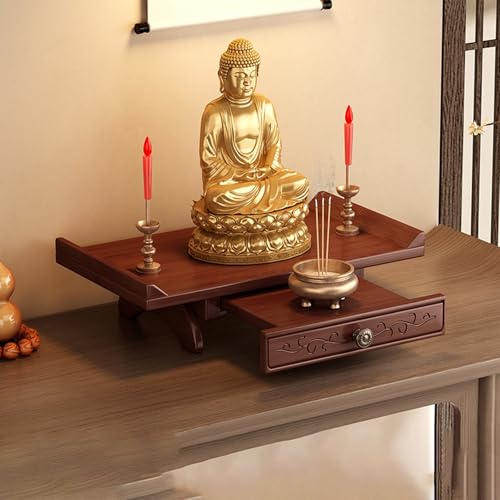 Wandmontierter Buddha-Statuenständer Aus Holz,Guanyin-Schrein Mit Ausziehbarem Teleskopregal,Große Lagerkapazität Buddhistische Ritualgegenstände,Altartisch Zuhause(Desktop,S) von XUZAOJUN