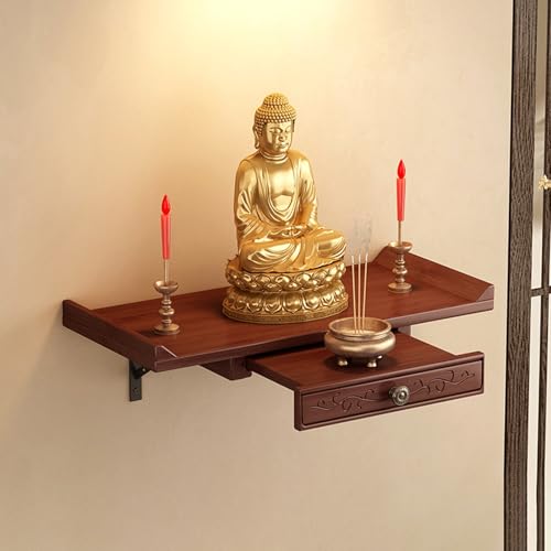 Wandmontierter Buddha-Statuenständer Aus Holz,Guanyin-Schrein Mit Ausziehbarem Teleskopregal,Große Lagerkapazität Buddhistische Ritualgegenstände,Altartisch Zuhause(Wall-mounted,M) von XUZAOJUN
