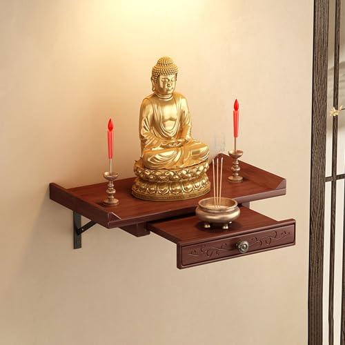 Wandmontierter Buddha-Statuenständer Aus Holz,Guanyin-Schrein Mit Ausziehbarem Teleskopregal,Große Lagerkapazität Buddhistische Ritualgegenstände,Altartisch Zuhause(Wall-mounted,S) von XUZAOJUN