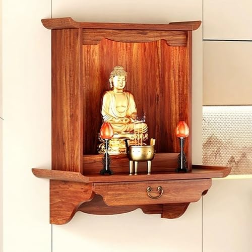 Wandmontierter Buddha-Statuenständer Und Altartisch,Hölzerner Altartisch, Schreinaltar,Opfertisch,Buddha-Nische,Heim-Räucheraltar,Geeignet For Schlafzimmer Und Büros(L) von XUZAOJUN