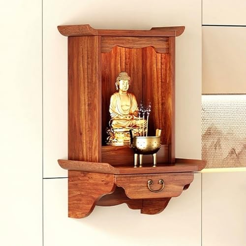 Wandmontierter Buddha-Statuenständer Und Altartisch,Hölzerner Altartisch, Schreinaltar,Opfertisch,Buddha-Nische,Heim-Räucheraltar,Geeignet For Schlafzimmer Und Büros(S) von XUZAOJUN