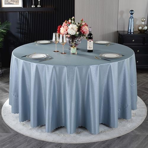 Weiße, Einfarbige,Große,Runde Tischdecke Aus Strapazierfähigem PU,Dekorativ, Wasserdicht Und Ölbeständig,Waschbar,Wiederverwendbar,For Hochzeiten,Bankette(Blue Gray,Diameter 110.2in) von XUZAOJUN