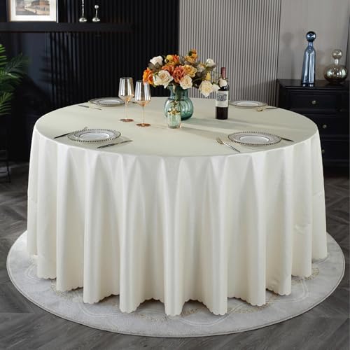 Weiße, Einfarbige,Große,Runde Tischdecke Aus Strapazierfähigem PU,Dekorativ, Wasserdicht Und Ölbeständig,Waschbar,Wiederverwendbar,For Hochzeiten,Bankette(Yellow,Diameter 86.6in) von XUZAOJUN