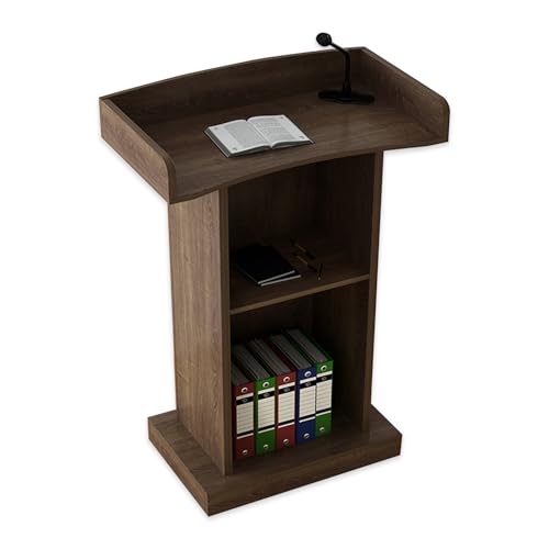 Weißer Vertikaler Podiumständer Aus Holz,Kleiner Empfangstresen,Kirchenpodium Und Kanzelpodestständer Mit Aufbewahrungsplattform,Geeignet For Klassenzimmer,Hochzeiten(Brown) von XUZAOJUN
