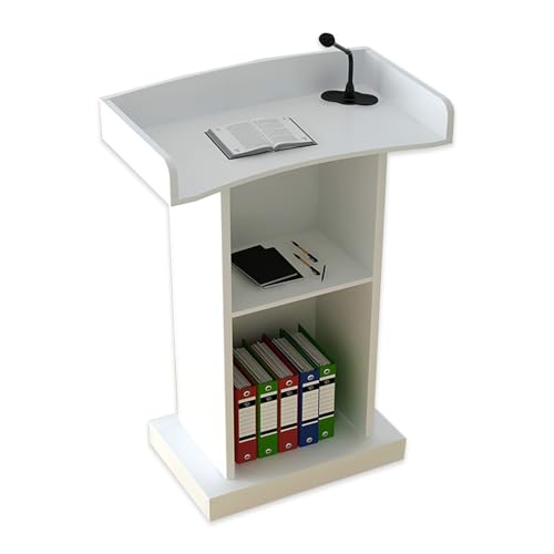 Weißer Vertikaler Podiumständer Aus Holz,Kleiner Empfangstresen,Kirchenpodium Und Kanzelpodestständer Mit Aufbewahrungsplattform,Geeignet For Klassenzimmer,Hochzeiten(White) von XUZAOJUN