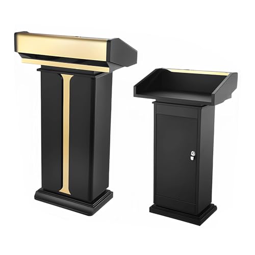 Weißes, Schwarzes Edelstahlpodium,Podiumständer Mit Ablageschicht,Kleiner Empfangstresen,Geeignet For Kirchenkanzel,Konferenz,Klassenzimmer,Hochzeit(Black,B) von XUZAOJUN