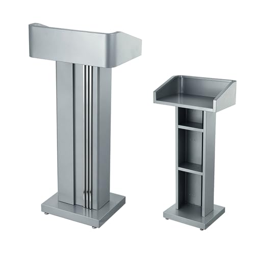 Weißes, Schwarzes Edelstahlpodium,Podiumständer Mit Ablageschicht,Kleiner Empfangstresen,Geeignet For Kirchenkanzel,Konferenz,Klassenzimmer,Hochzeit(Silver,A) von XUZAOJUN