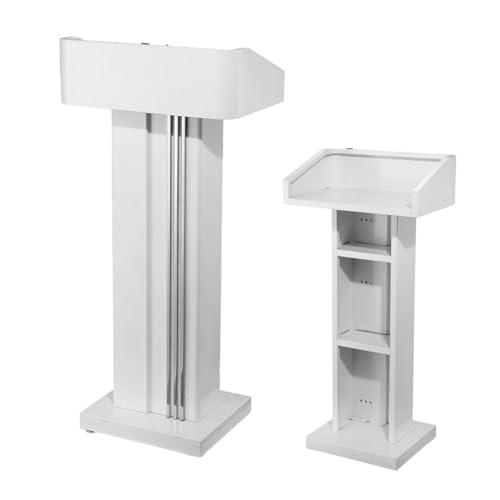 Weißes, Schwarzes Edelstahlpodium,Podiumständer Mit Ablageschicht,Kleiner Empfangstresen,Geeignet For Kirchenkanzel,Konferenz,Klassenzimmer,Hochzeit(White,A) von XUZAOJUN