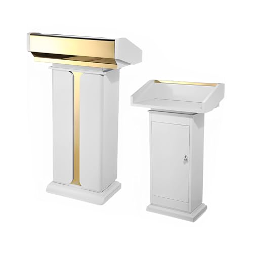 Weißes, Schwarzes Edelstahlpodium,Podiumständer Mit Ablageschicht,Kleiner Empfangstresen,Geeignet For Kirchenkanzel,Konferenz,Klassenzimmer,Hochzeit(White,B) von XUZAOJUN