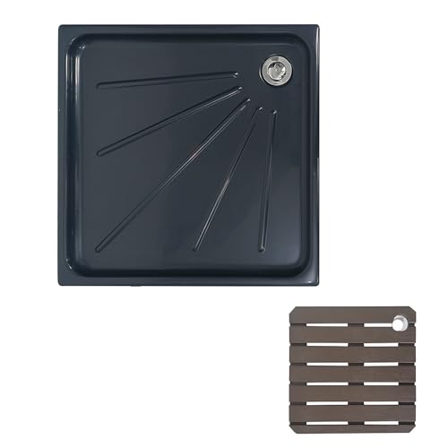 Wohnmobil-Duschwanne 24 X 24 Zoll, Temporäre Dusche, Quadratische Acryl-Duschwanne Mit Pop-up-Abfluss Und Rutschfester Matte, Camping-Duschwanne, Duschboden, Außenduschwanne(Gray+Gray) von XUZAOJUN