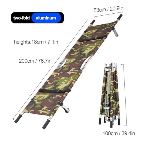 Zweifach Gefaltete Trage Aus Aluminiumlegierung,Medizinische Notfall-Klapptrage,Leicht Und Einfach Zu Tragen,Geeignet For Krankenwagen,Notfallmedizin Und Feuerwehr(Camouflage) von XUZAOJUN