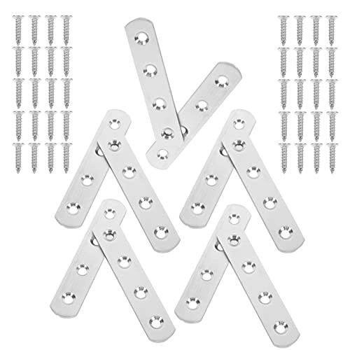 10 Sets Flat Straight Brace Bracket Stainless Steel Metal Mending Plates Fixing Corner Brace Connector Repair Bracket von XUZWMAGZJ