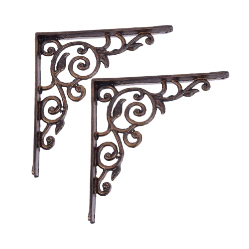2pcs Shelf Brackets Heavy Duty Iron Triangle Floating Shelf Support Rustic Farmhouse Decorative L Brackets Golden von XUZWMAGZJ