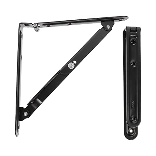2pcs Wall Bracket Hinges Black Folding Brackets Collapsible Support Brackets von XUZWMAGZJ