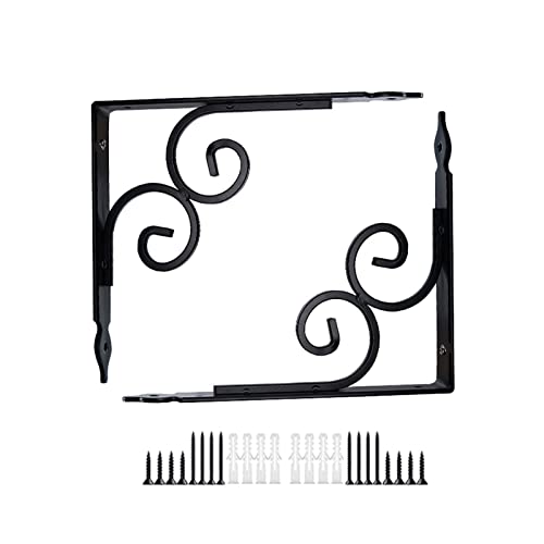 2x Wall Brackets + Screws,Modern Decorative Shelf Support Bracket, 90 Degree Floating Shelve Bracket,Black-11x14cm/4.3 * 5.5in von XUZWMAGZJ